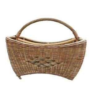 VNTG XL Wicker Magazine/Towel Holder Boho Mid Century Modern MCM 21”L-14”W-18”H